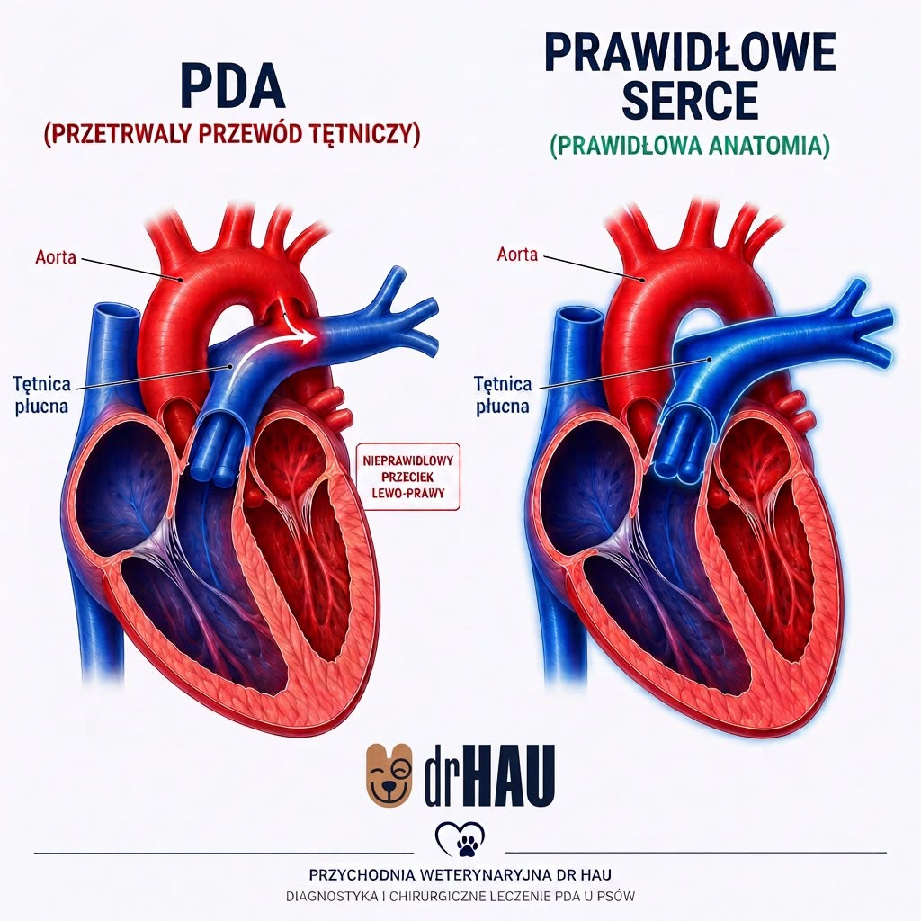 PDA u psa (przetrwały przewód tętniczy Botalla) – objawy, diagnostyka, leczenie i rokowanie. Przychodnia Weterynaryjna DR HAU